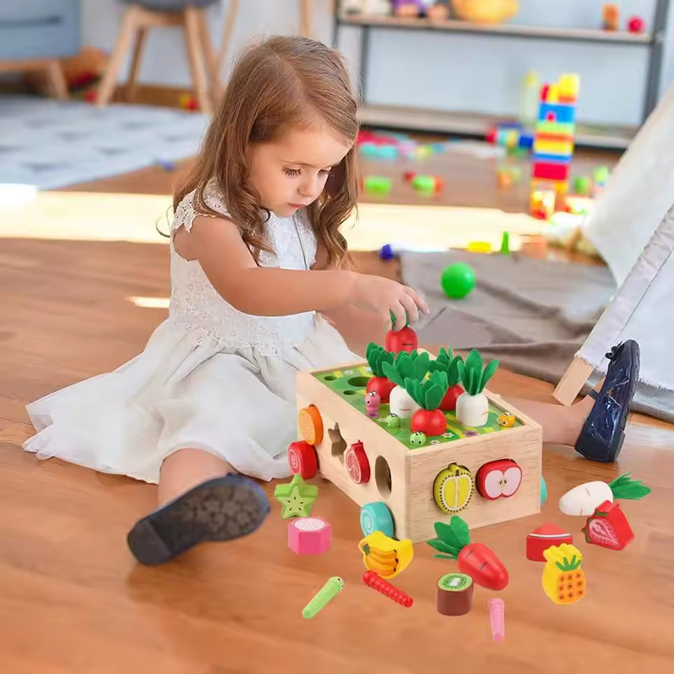 Montessori Wooden 7-in-1 Farm Game – Shape Sorting Toy, Ages 2+