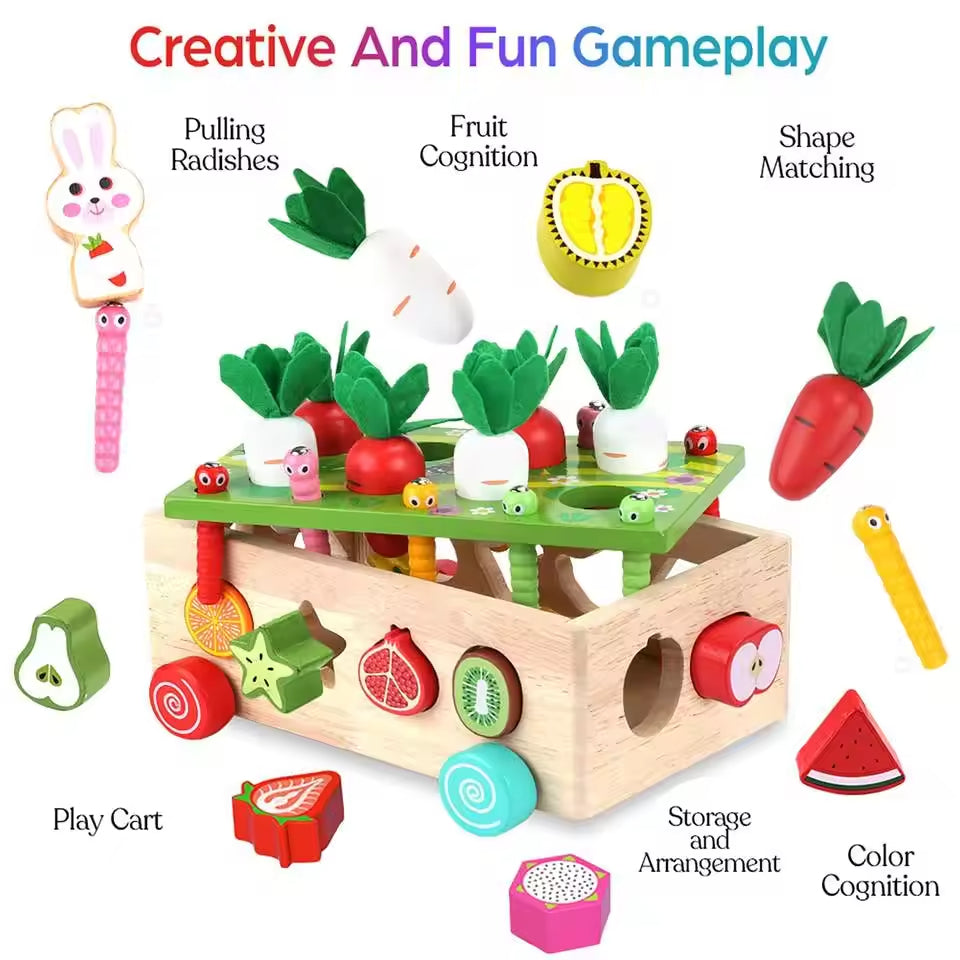 Montessori Wooden 7-in-1 Farm Game – Shape Sorting Toy, Ages 2+
