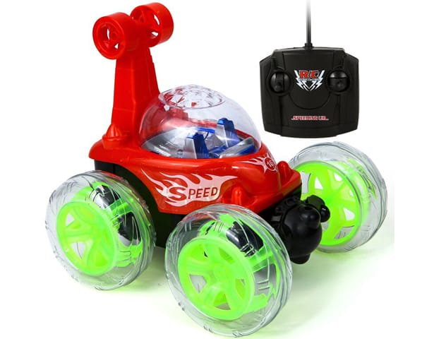 Remote Control Stunt Car 360° Rotating RC Toy Car with LED Lights & USB Charging for Kids Boys