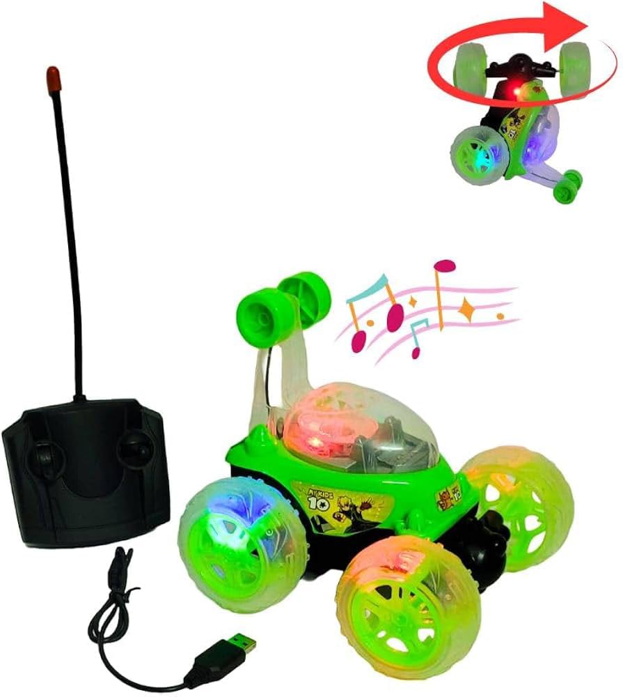 Remote Control Stunt Car 360° Rotating RC Toy Car with LED Lights & USB Charging for Kids Boys