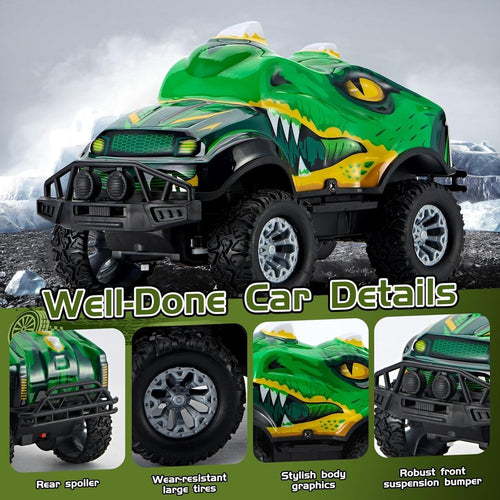 GROIC Monster Truck Toys, 2.4Ghz RC Monster Trucks for Boys, 1:20 Dinosaur Remote Controlled Car with Light & Music, Remote Control Truck with Stunt, 360° Spin, Walk Upright& Drift, RC Cars