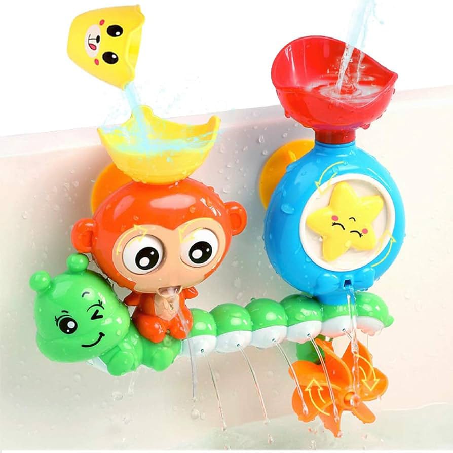 Bath Toy for Toddlers 2-5 Years - Spinning Gear and Googly Eyes Monkey Bathtub Toy for Kids' Sensory Development (Boys and Girls)
