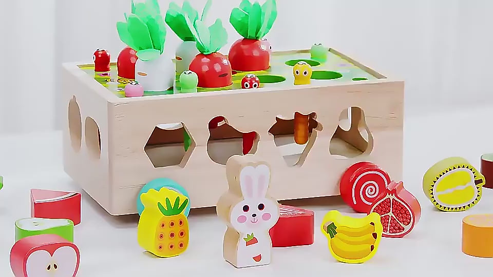 Montessori Wooden 7-in-1 Farm Game – Shape Sorting Toy, Ages 2+