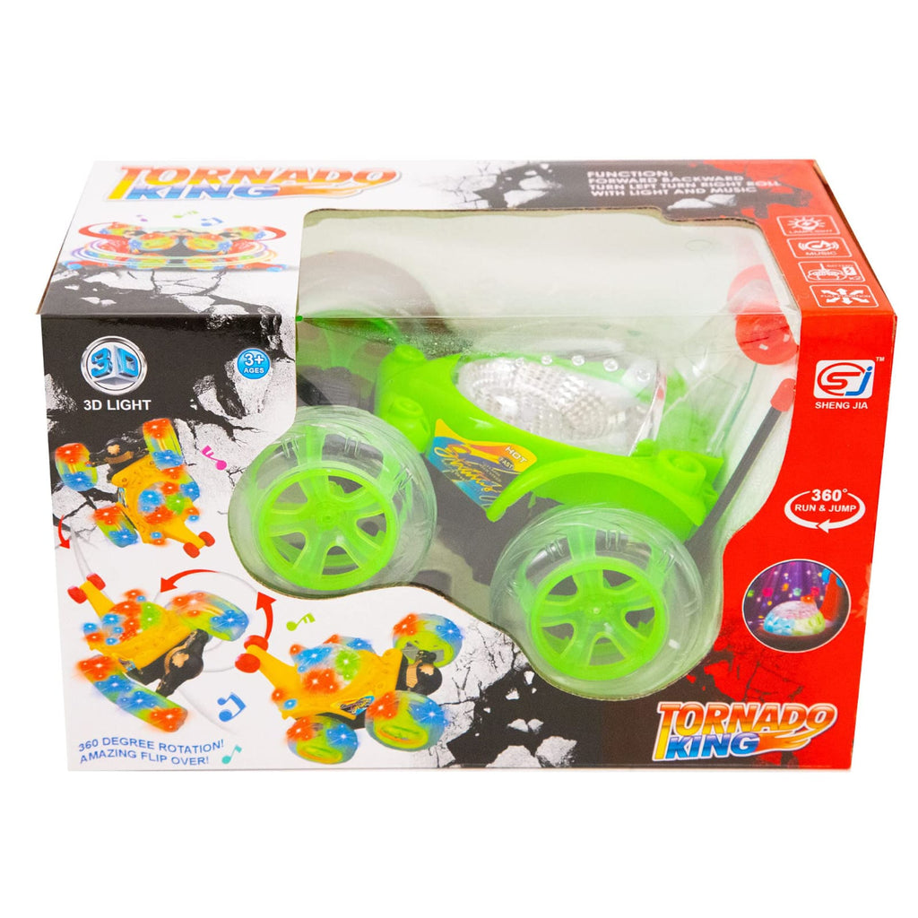360° Rotating RC Stunt Car with LED Lights & Music - Joy by Toys